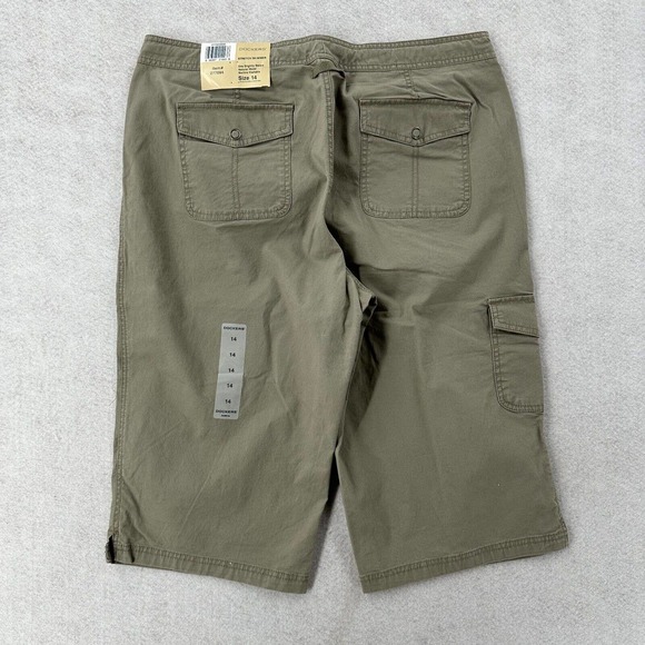 NWT Dockers Drawstring Capri Cargo Pants Womens 14 Olive Green‎ Khaki - Picture 2 of 15